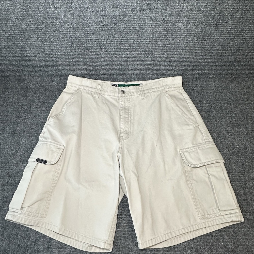 Vintage Levi's Silver Tab Men 33 Cargo Shorts Flat Front Beige Khaki‎ Hong Kong